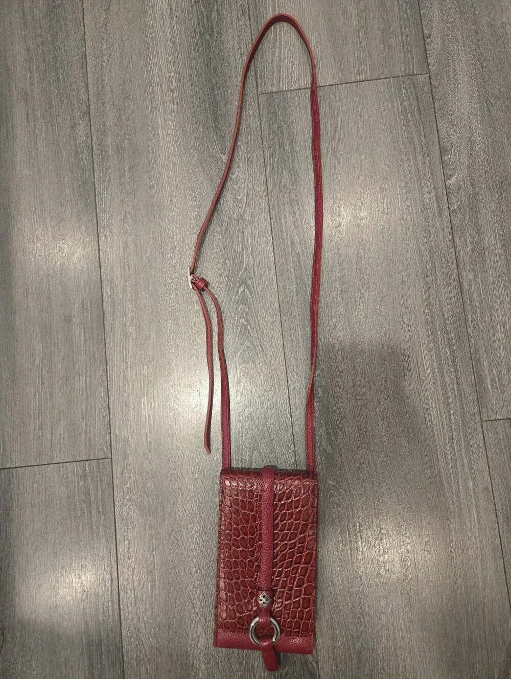 Brighton Red Croc-Embossed Crossbody Phone Wallet